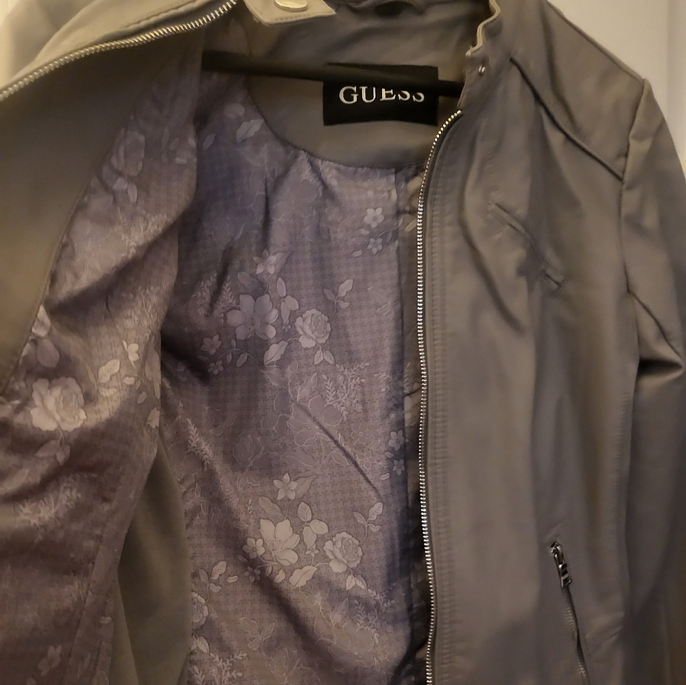 Trendy Gray Guess Moto Leather Jacket 🩶 - Picture 2 of 4
